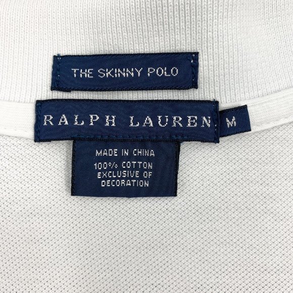 VTG RALPH LAUREN The Skinny Polo Big Pony Navy and White Stripe Shirt - Picture 14 of 15